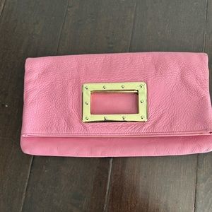 Pink Leather Clutch